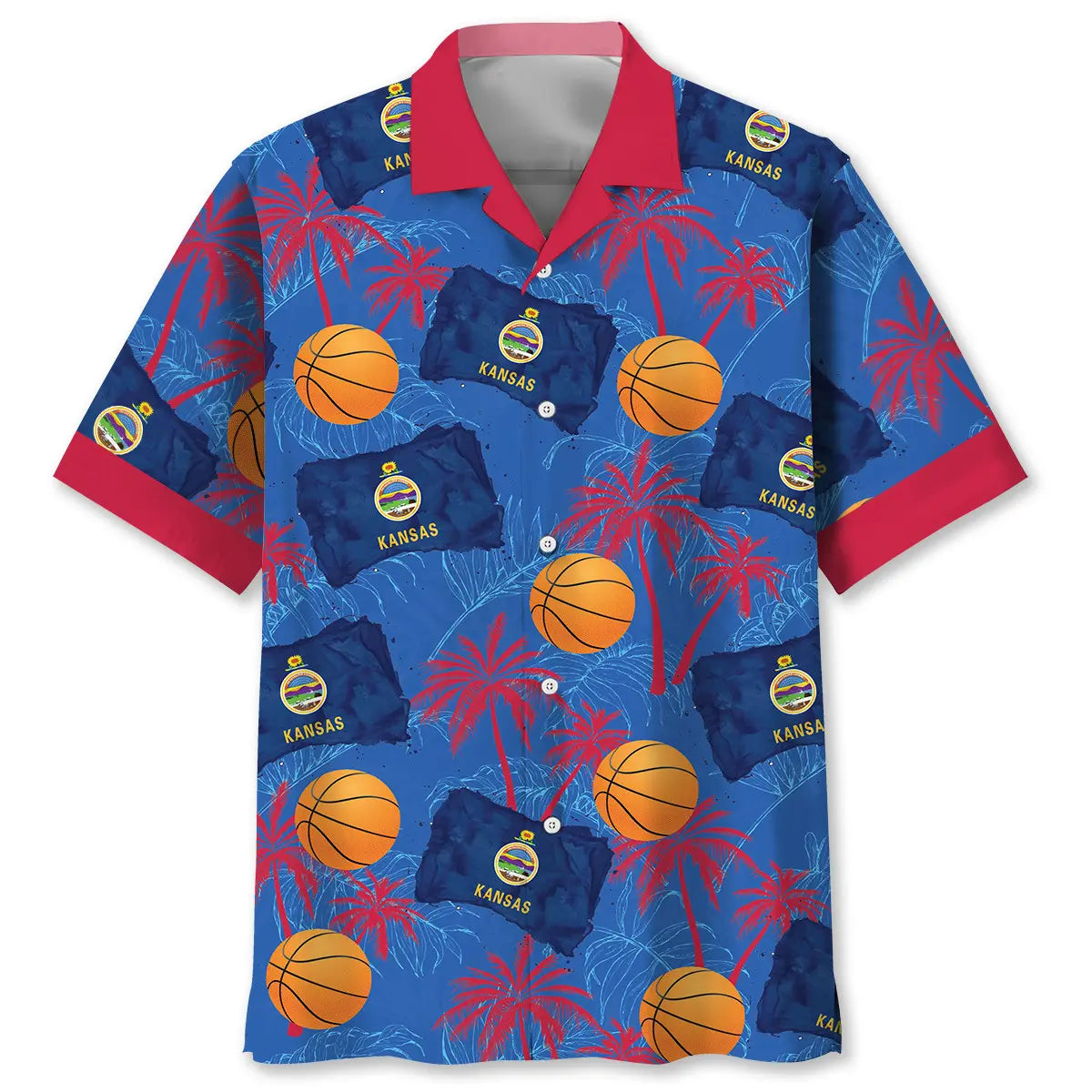 Kansas Basketball Hawaiian Shirt For Summer Vacation, Beach Travel, And Casual Wear