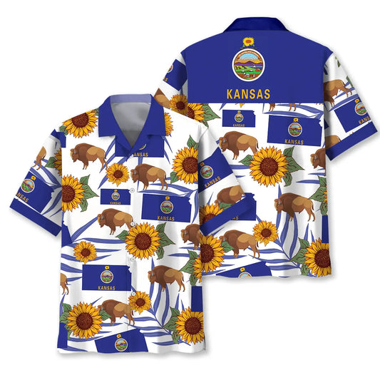 Kansas Proud Hawaiian Shirt For Outdoor Event, Poolside Gathering, And Coastal Casual Wear