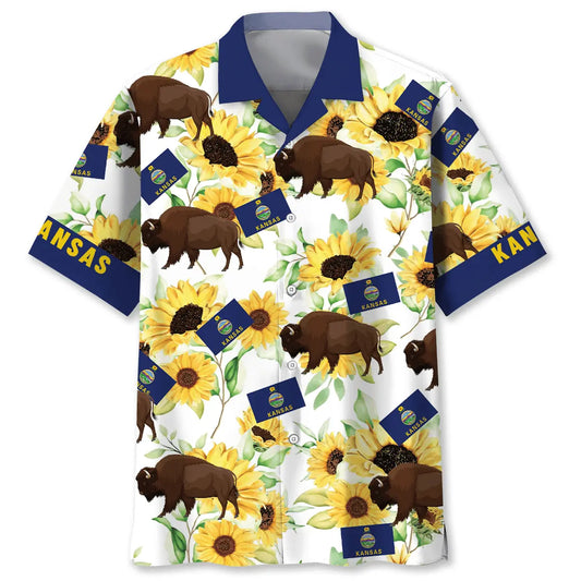 Kansas Proud Sunflower Hawaiian Shirt For Casual Weekend And Coastal Style