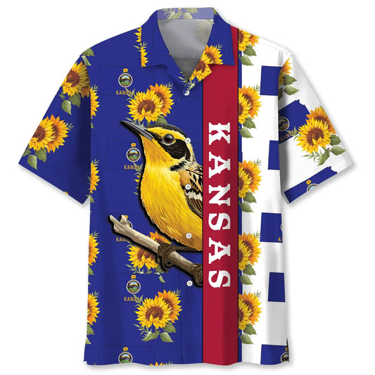 Kansas Heritage Hawaiian Shirt For Tropical Holidays, Outdoor Gatherings, And Everyday Comfort