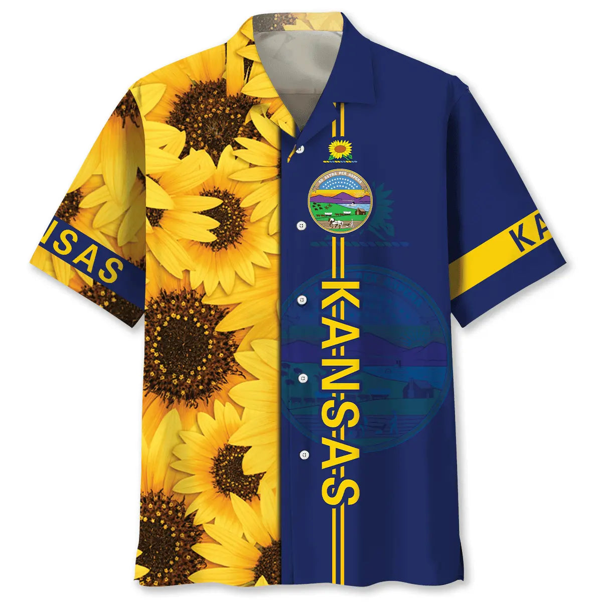 Kansas Sunflowers Proud State Hawaiian Shirt For Island Adventure And Warm Weather Fashion