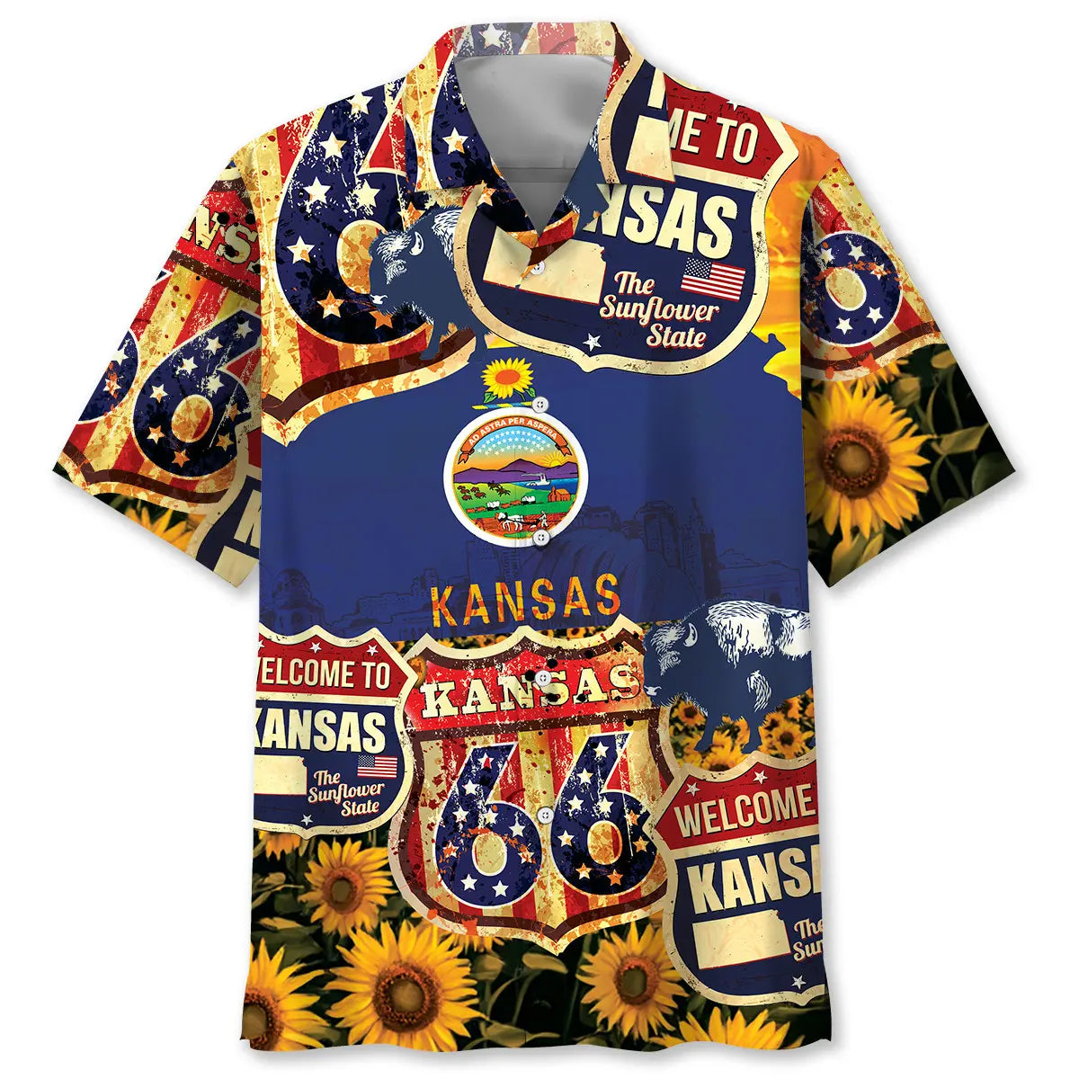Hawaiian Shirt / Adults / S Kansas Vintage State Hawaiian Shirt