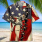American Karate Flag Hawaiian Shirt For Summer Vacation, Beach Travel, And Casual Wear