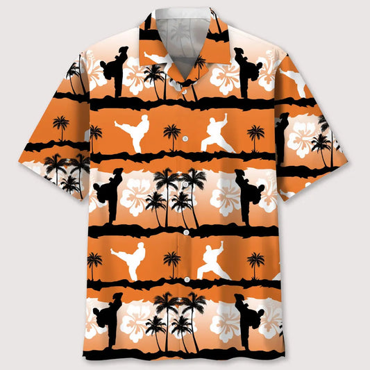 Karate Sunset Hawaiian Shirt For Tropical Holidays, Outdoor Gatherings, And Everyday Comfort