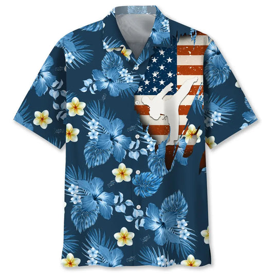 American Tropical Karate Hawaiian Shirt For Beach Days, Summer Outings, And Thoughtful Gift Giving