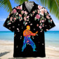 Floral Karate Watercolors Hawaiian Shirt For Island Vacations, Resort Wear, And Relaxed Seasonal Style