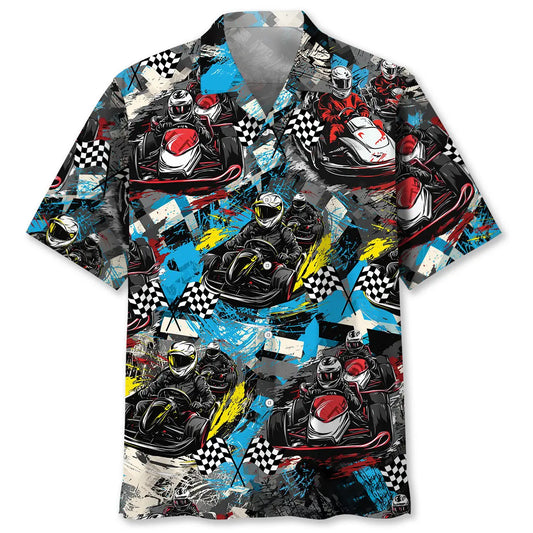 Karts Racing Kart Hawaiian Shirt For Automotive Enthusiasts, Coastal Trips, And Casual Warm Weather Style