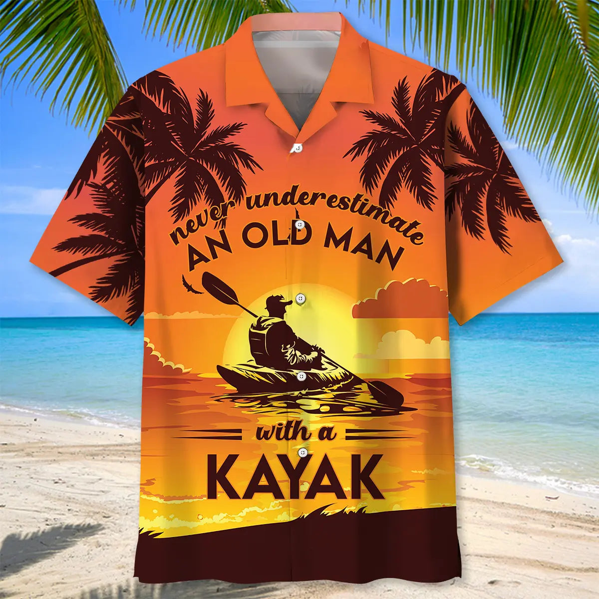 Kayaking Creative Pattern Hawaiian Shirt For Active Holidays, Resort Trips, And Warm Weather Gatherings