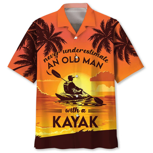 Kayaking Creative Pattern Hawaiian Shirt For Active Holidays, Resort Trips, And Warm Weather Gatherings