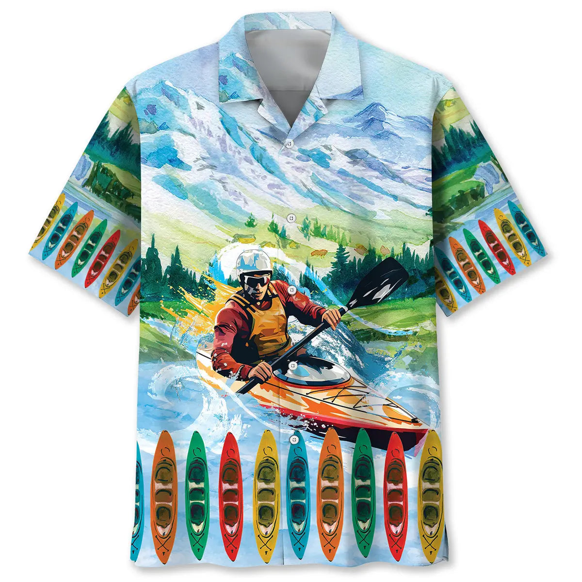 Kayaking Racing Hawaiian Shirt For Summer Vacation, Beach Travel, And Casual Wear