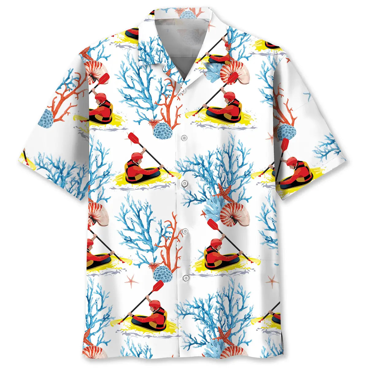 Kayaking White Hawaiian Shirt For Outdoor Adventures, Coastal Travel, And Comfortable Casual Style