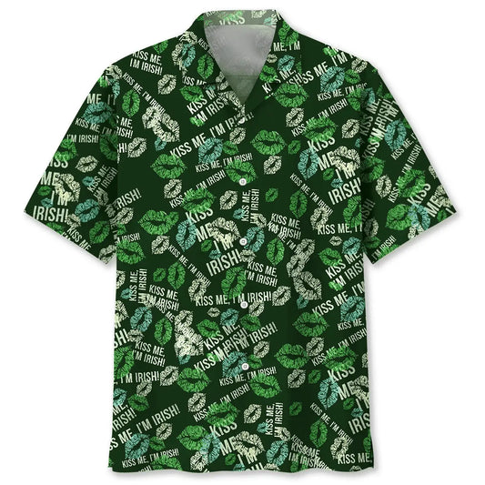 Kiss Irish Saint Patrick's Day Hawaiian Shirt For Christmas Gatherings, Resort Trips, And Cheerful Seasonal Style