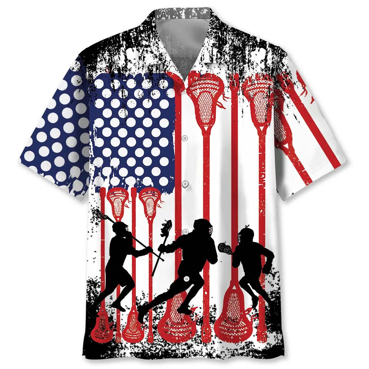 American Lacrosse Flag Hawaiian Shirt For Beach Days, Summer Outings, And Thoughtful Gift Giving