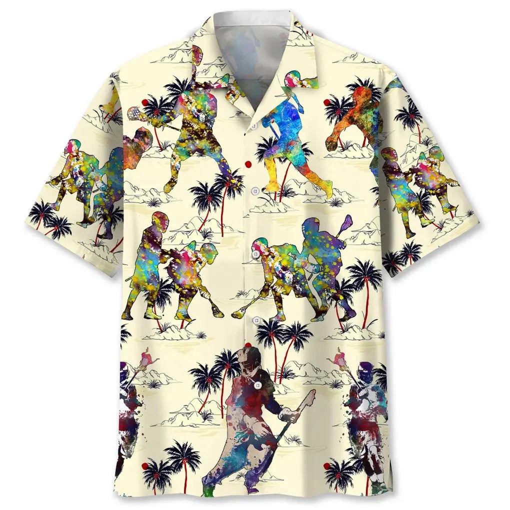 Colorful Lacrosse Beach Hawaiian Shirt For Active Holidays, Resort Trips, And Warm Weather Gatherings