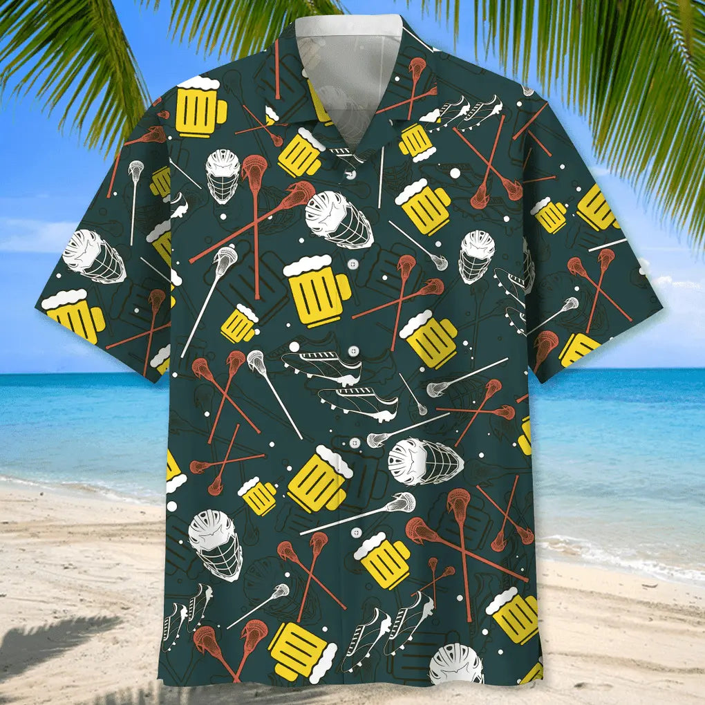Lacrosse Beer Hawaiian Shirt For Tropical Holidays, Outdoor Gatherings, And Everyday Comfort