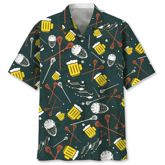 Lacrosse Beer Hawaiian Shirt For Tropical Holidays, Outdoor Gatherings, And Everyday Comfort