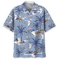 Lacrosse Blue Hawaiian Shirt For Coastal Travel, Casual Events, And Comfortable Summer Wear