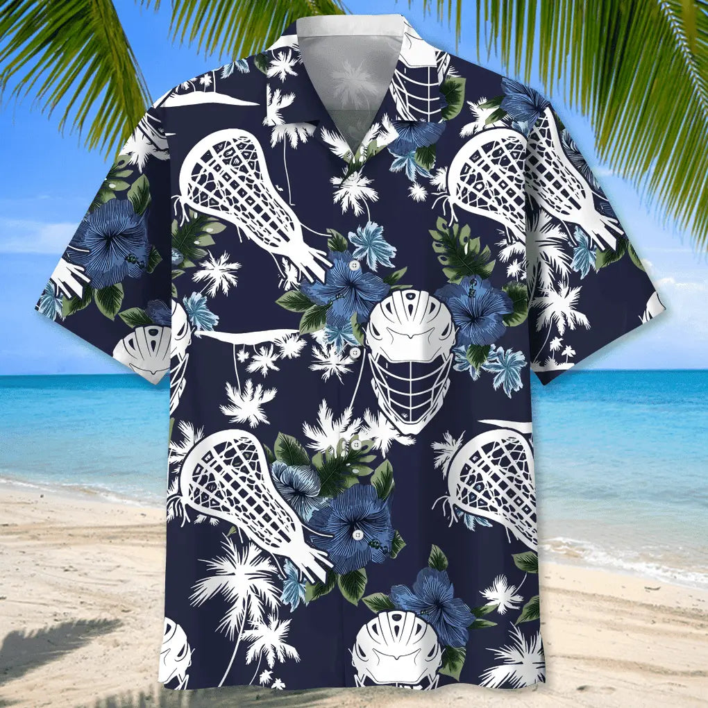 Lacrosse Blue Nature Hawaiian Shirt For Sports Fans, Summer Outings, And Relaxed Vacation Wear