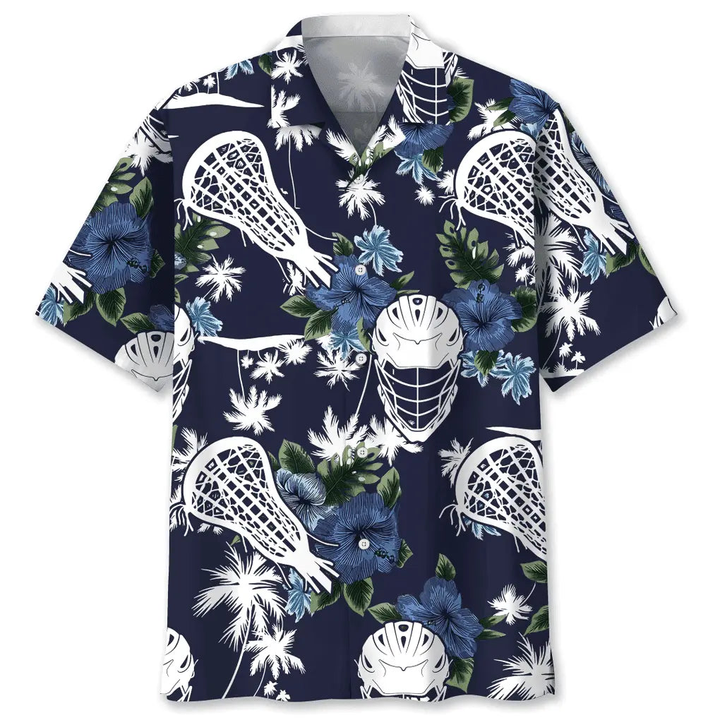 Lacrosse Blue Nature Hawaiian Shirt For Sports Fans, Summer Outings, And Relaxed Vacation Wear