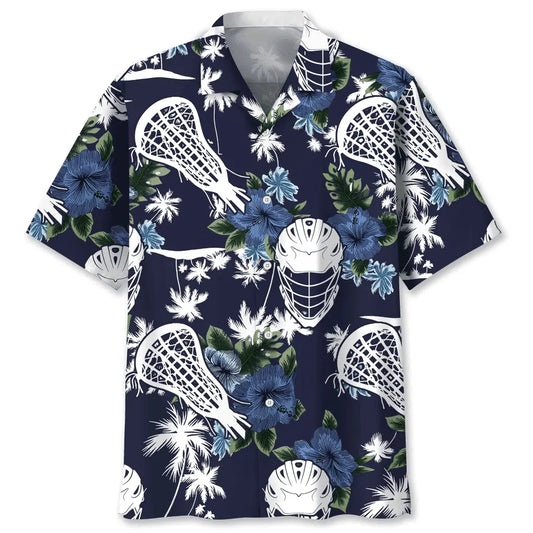 Lacrosse Blue Nature Hawaiian Shirt For Sports Fans, Summer Outings, And Relaxed Vacation Wear