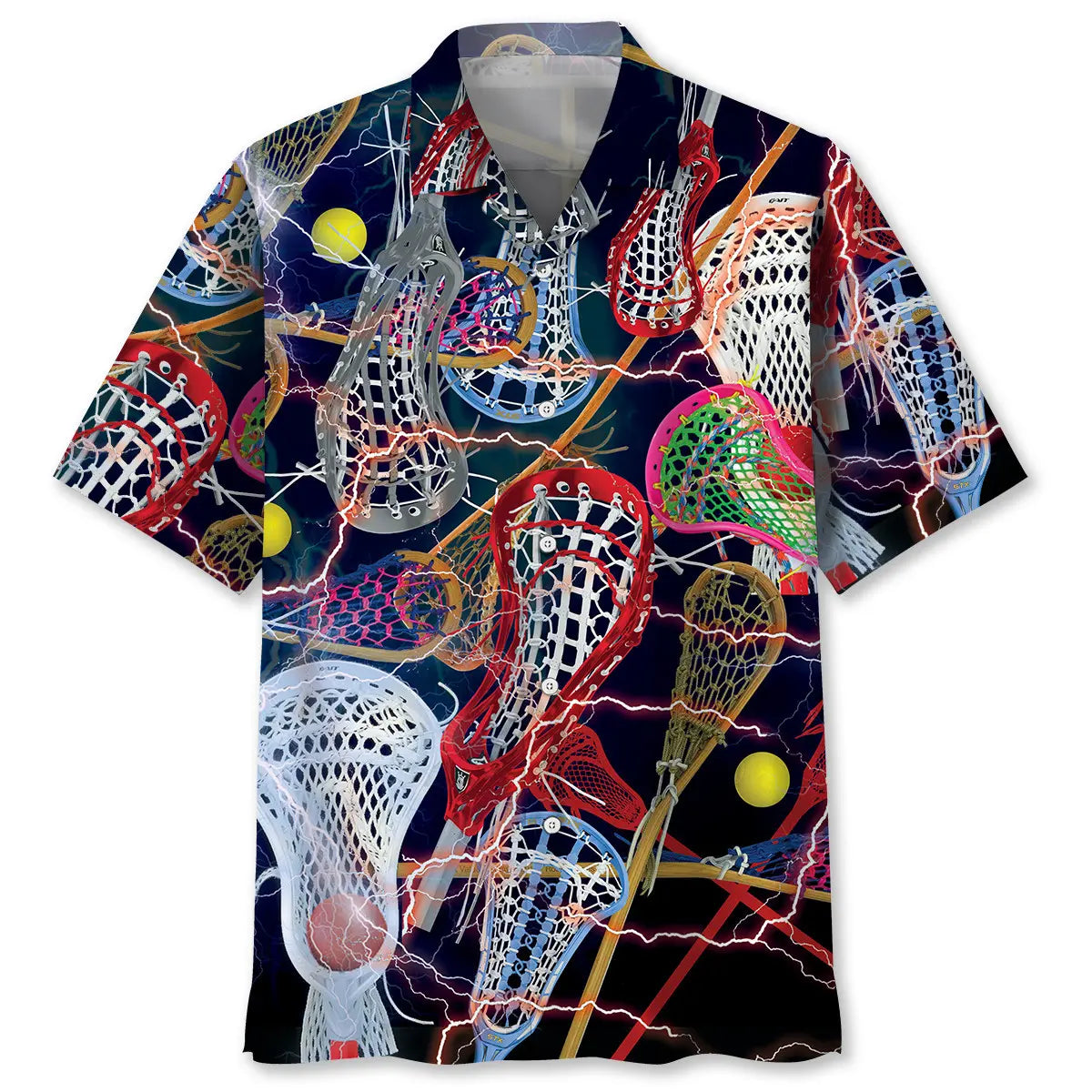 Colorful Lacrosse Hawaiian Shirt For Coastal Travel, Casual Events, And Comfortable Summer Wear