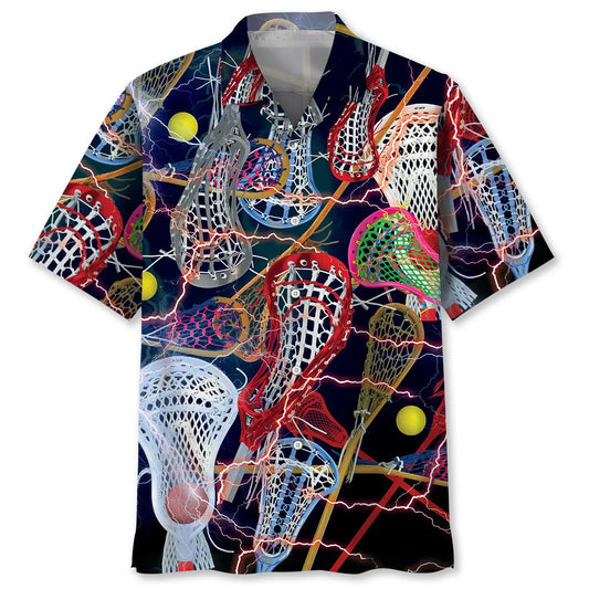 Colorful Lacrosse Hawaiian Shirt For Coastal Travel, Casual Events, And Comfortable Summer Wear
