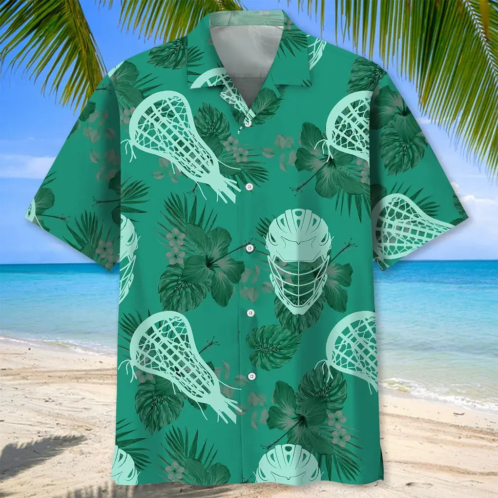 Lacrosse Kelly Green Hawaiian Shirt For Island Vacations, Resort Wear, And Relaxed Seasonal Style