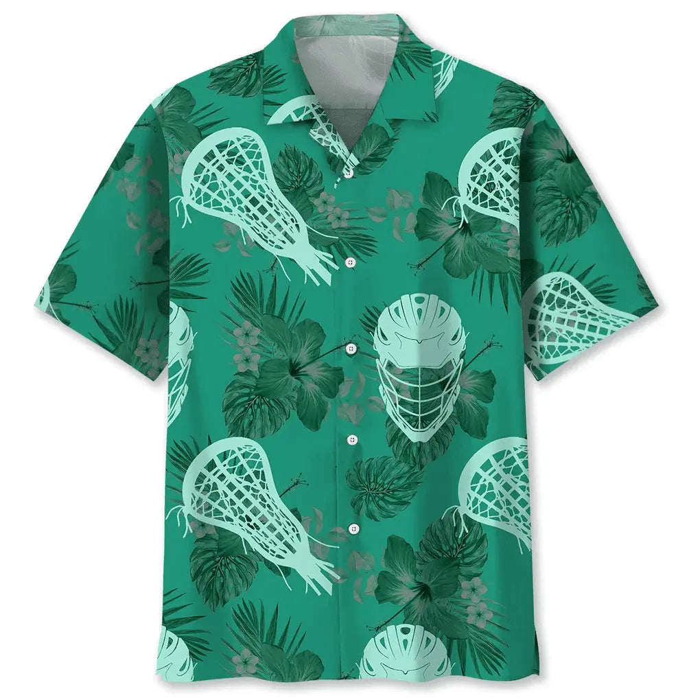 Lacrosse Kelly Green Hawaiian Shirt For Island Vacations, Resort Wear, And Relaxed Seasonal Style