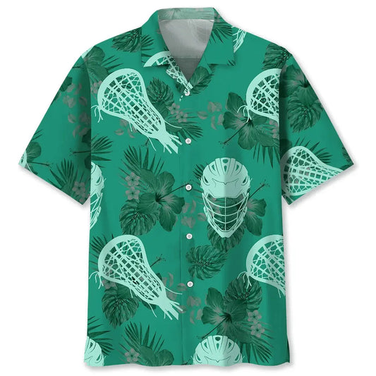 Lacrosse Kelly Green Hawaiian Shirt For Island Vacations, Resort Wear, And Relaxed Seasonal Style