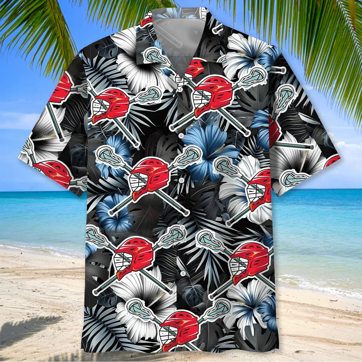 Lacrosse Creative Pattern Hawaiian Shirt For Outdoor Adventures, Coastal Travel, And Comfortable Casual Style
