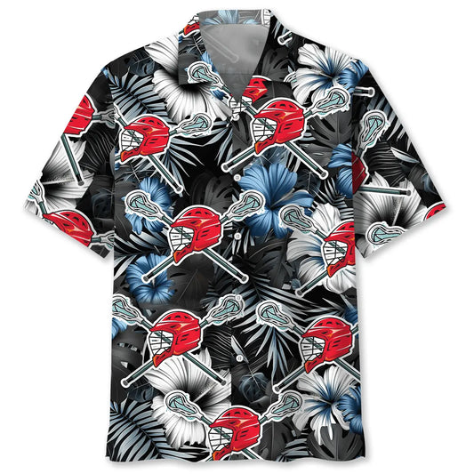 Lacrosse Creative Pattern Hawaiian Shirt For Outdoor Adventures, Coastal Travel, And Comfortable Casual Style