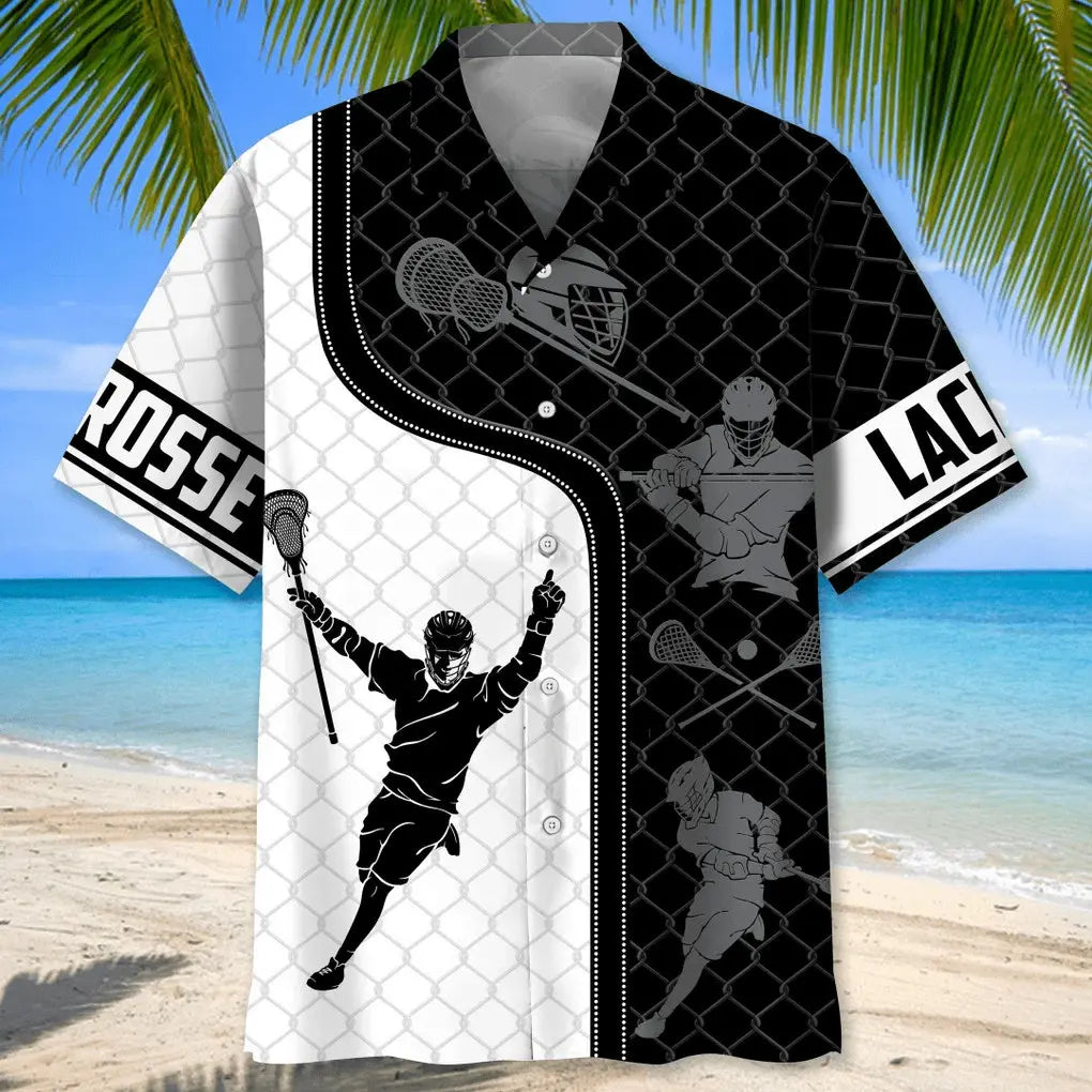Lacrosse Mesh Pattern Hawaiian Shirt For Resort Trips, Coastal Parties, And Warm Weather Style