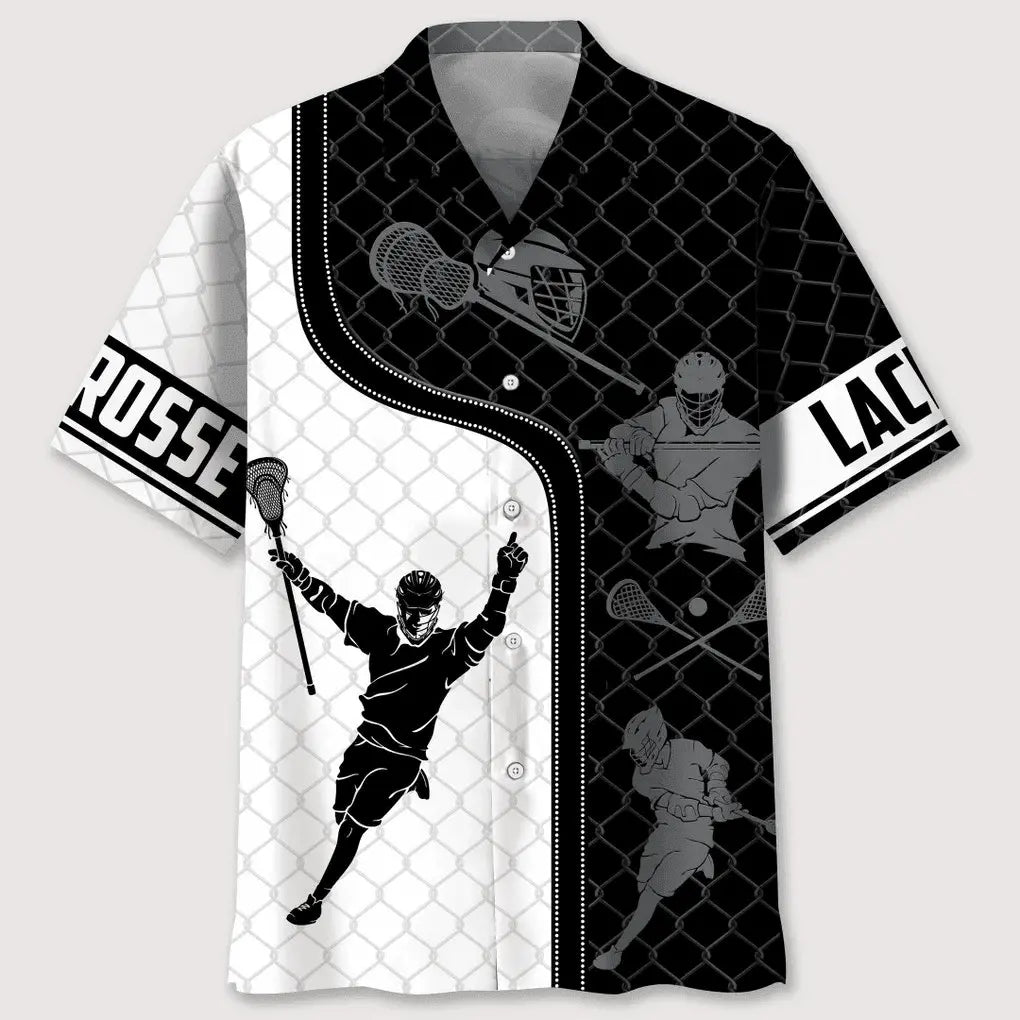 Lacrosse Mesh Pattern Hawaiian Shirt For Resort Trips, Coastal Parties, And Warm Weather Style