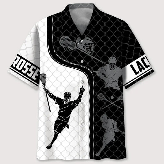 Lacrosse Mesh Pattern Hawaiian Shirt For Resort Trips, Coastal Parties, And Warm Weather Style