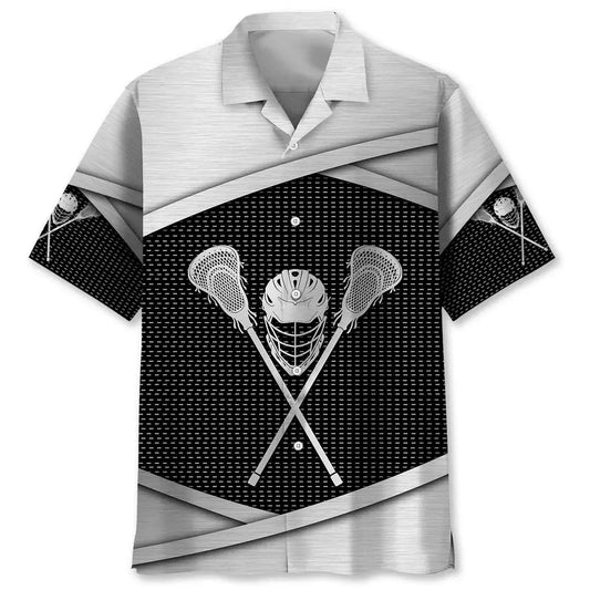 Lacrosse Metal Pattern Hawaiian Shirt For Beach Days, Summer Outings, And Thoughtful Gift Giving