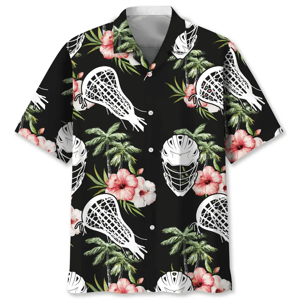 Floral Lacrosse Nature Hawaiian Shirt For Tropical Holidays, Outdoor Gatherings, And Everyday Comfort