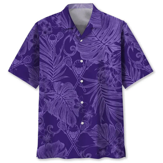 Lacrosse Purple Hawaiian Shirt For Sports Fans, Summer Outings, And Relaxed Vacation Wear