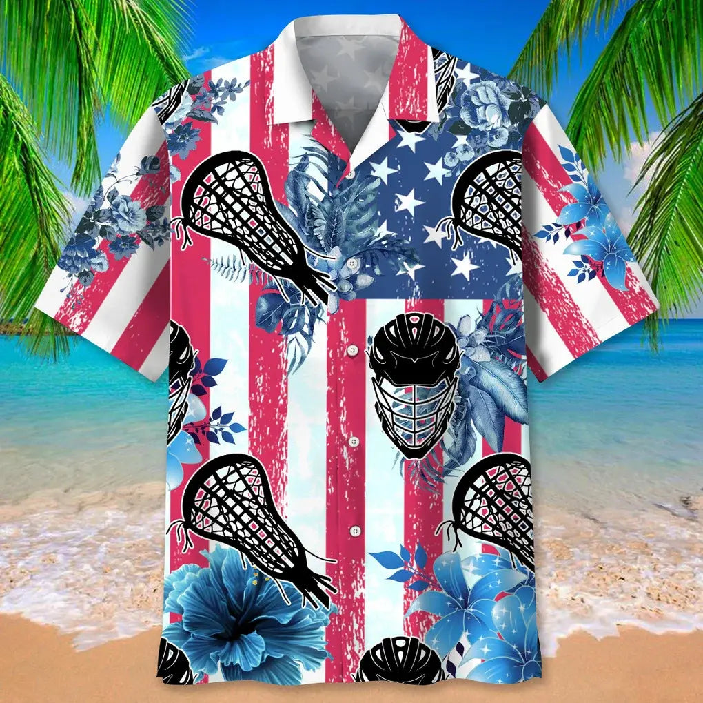 American Lacrosse Nature Hawaiian Shirt For Resort Trips, Coastal Parties, And Warm Weather Style