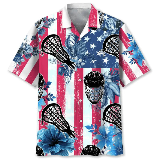 American Lacrosse Nature Hawaiian Shirt For Resort Trips, Coastal Parties, And Warm Weather Style