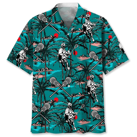 Vintage Lacrosse Hawaiian Shirt For Coastal Travel, Casual Events, And Comfortable Summer Wear