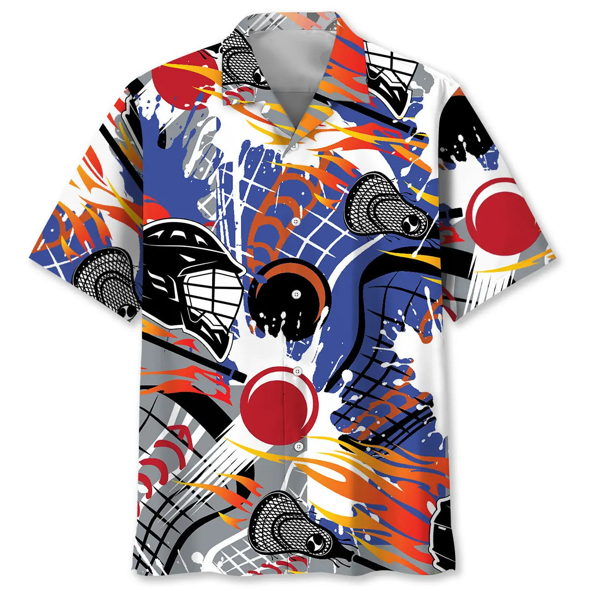 Colorful Lacrosse Water Hawaiian Shirt For Summer Vacation, Beach Travel, And Casual Wear