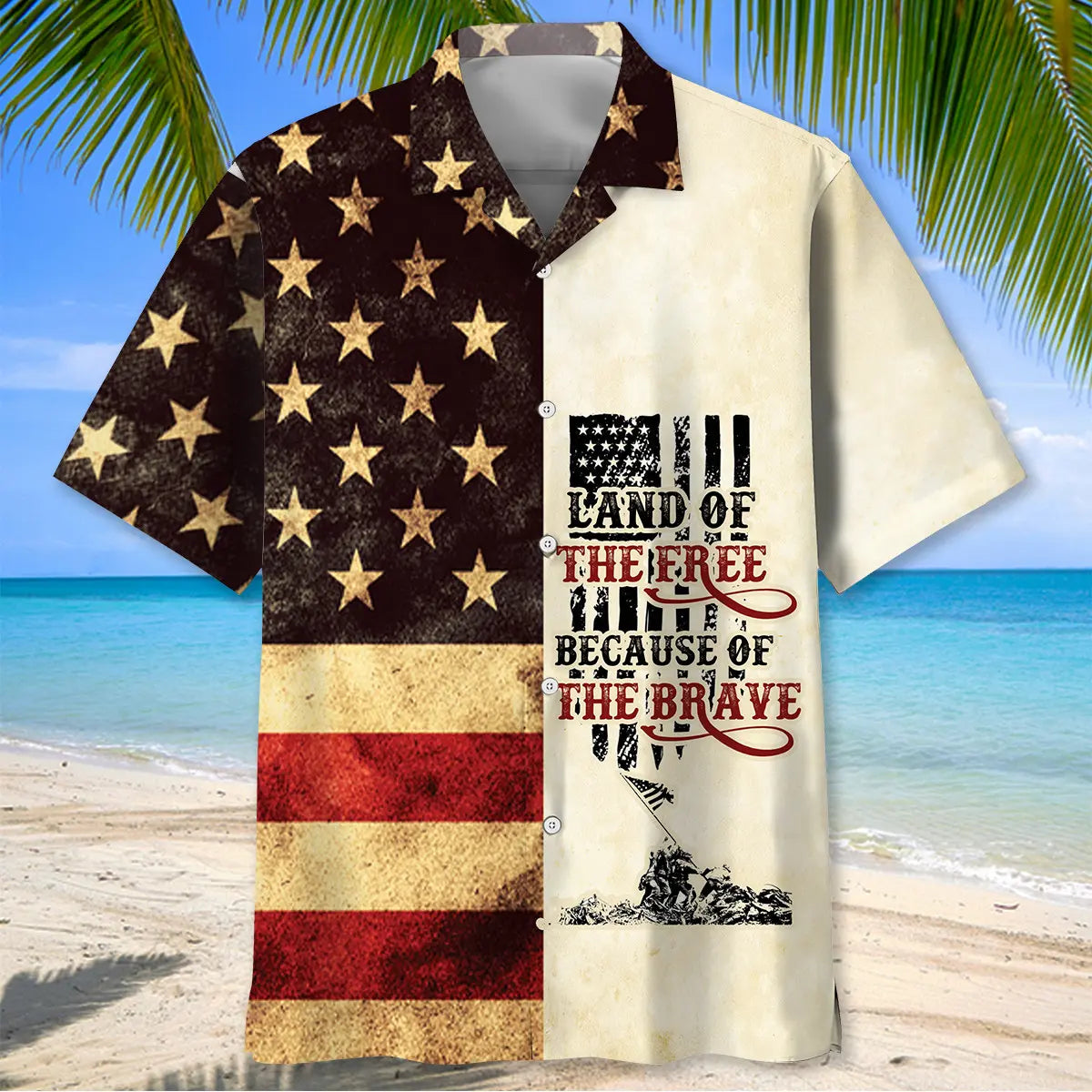 Land Free Brave Hawaiian Shirt For Beach Days, Summer Outings, And Thoughtful Gift Giving