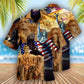 American Land Hawaiian Shirt Pattern Detail For Summer Holidays And Outdoor Fun