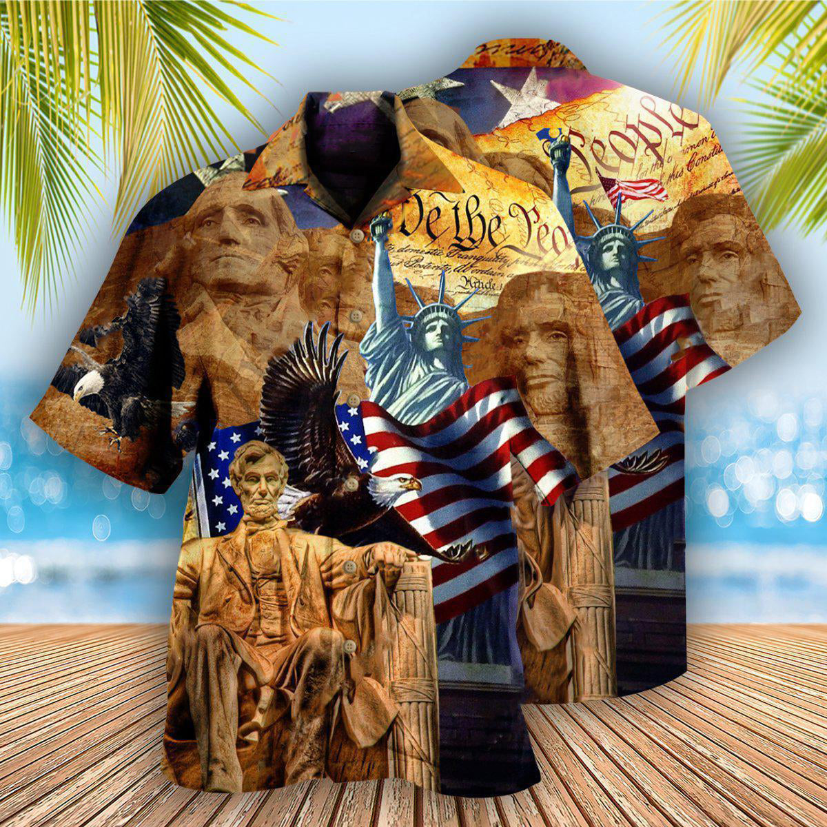 American Land Hawaiian Shirt Pattern Detail For Summer Holidays And Outdoor Fun