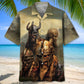 Legendary Viking Warrior Hawaiian Shirt For Summer Vacation, Beach Travel, And Casual Wear