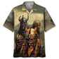Legendary Viking Warrior Hawaiian Shirt For Summer Vacation, Beach Travel, And Casual Wear