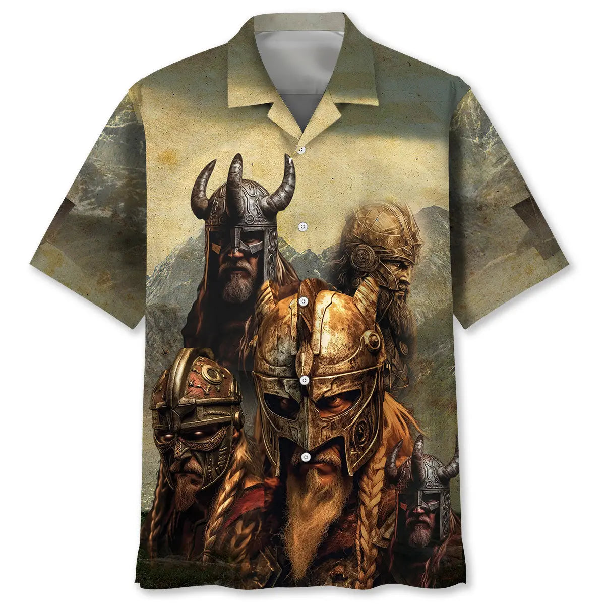 Legendary Viking Warrior Hawaiian Shirt For Summer Vacation, Beach Travel, And Casual Wear