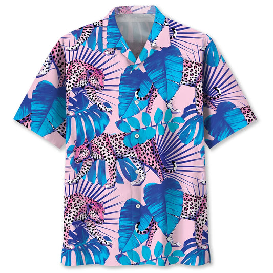 Tropical Leopard Hawaiian Shirt For Island Vacations, Resort Wear, And Relaxed Seasonal Style