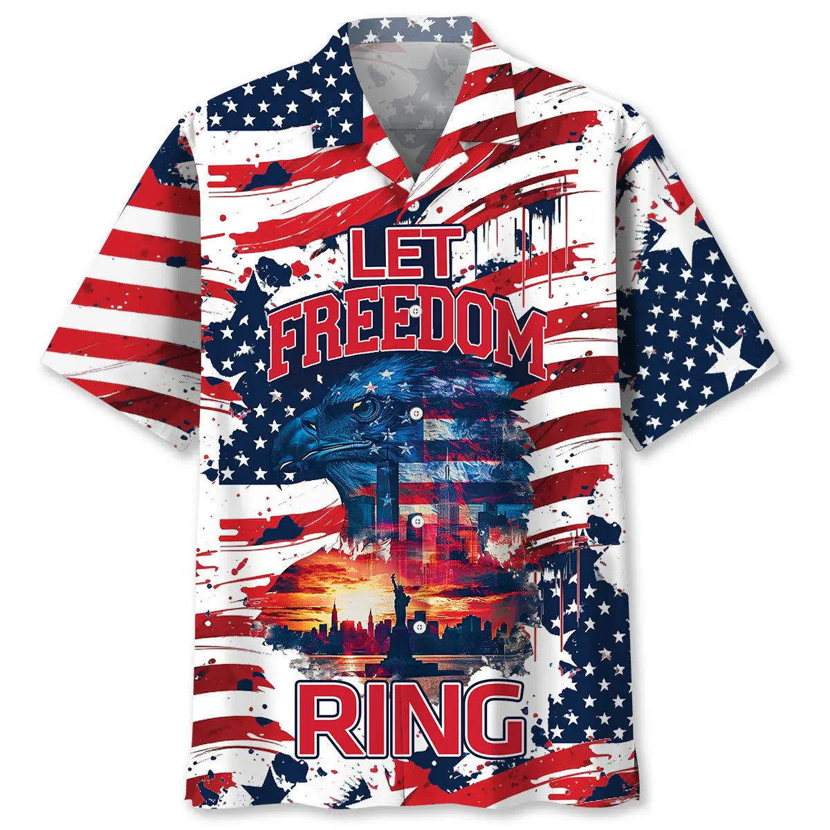 American Freedom Ring Hawaiian Shirt For Tropical Holidays, Outdoor Gatherings, And Everyday Comfort