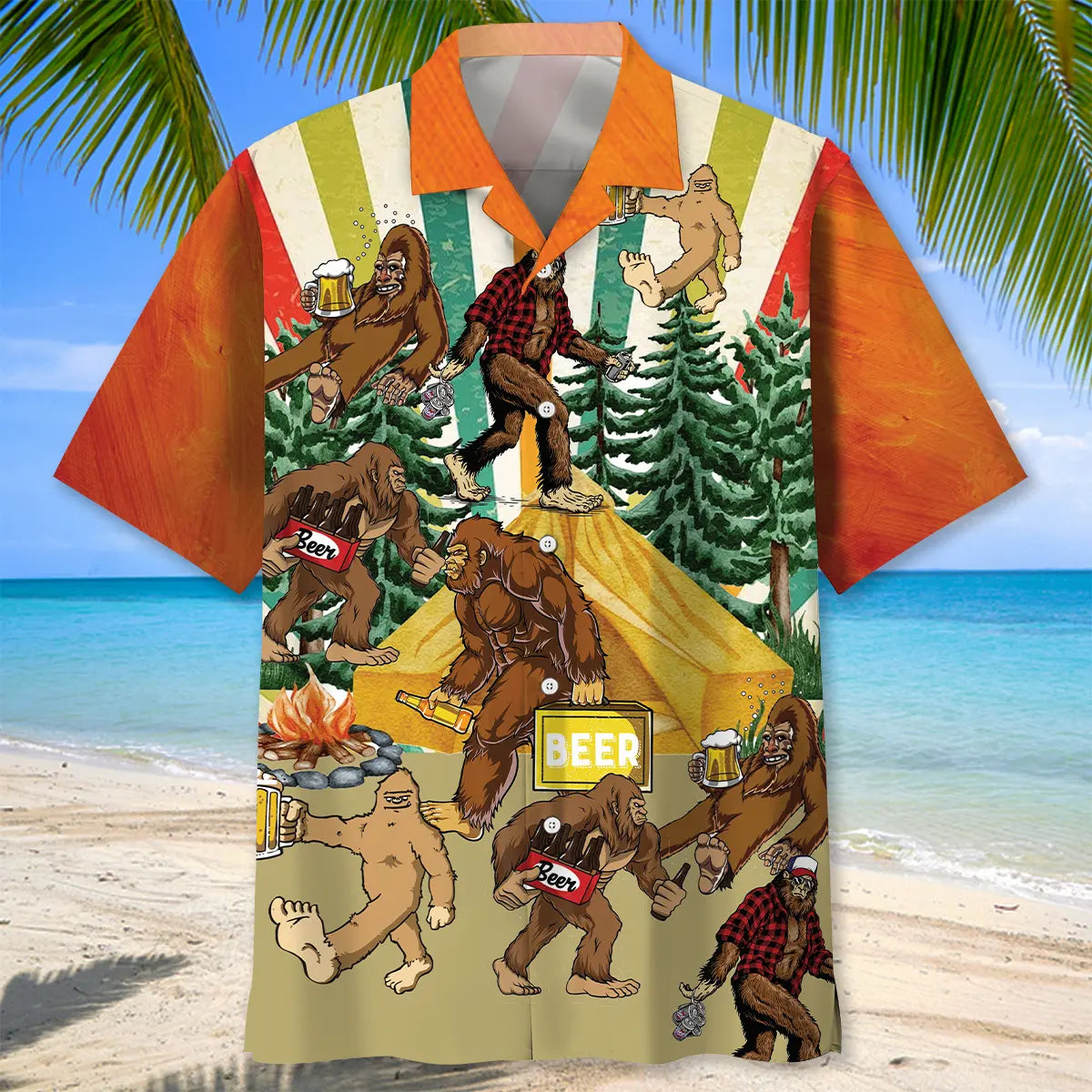 Camping Adventure Bigfoot Refreshment Hawaiian Shirt For Family Vacation, Cruise Journey, And Outdoor Comfort